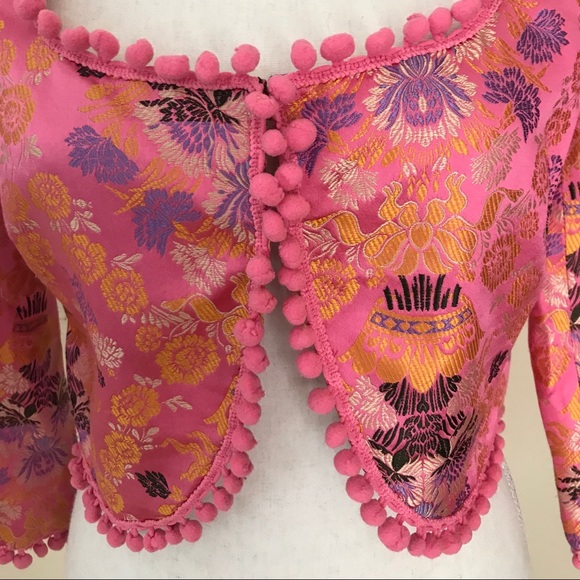 Anthropologie Elevenses Asian pattern Silk Jacket - Picture 3 of 8